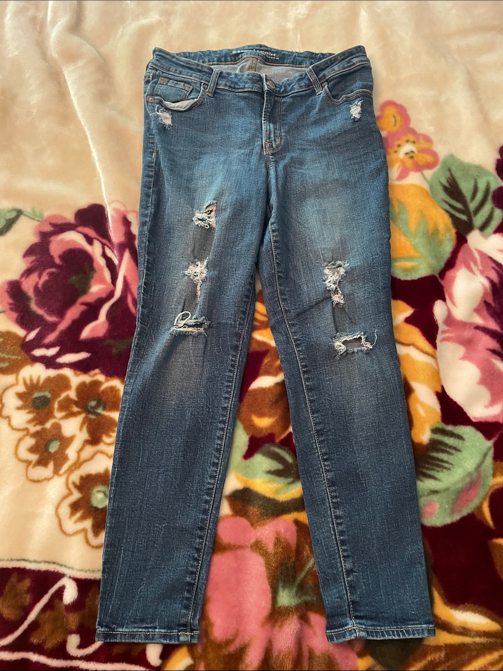 Old Navy Rockstar Blue Distressed Women's Skinny Jeans Size 14